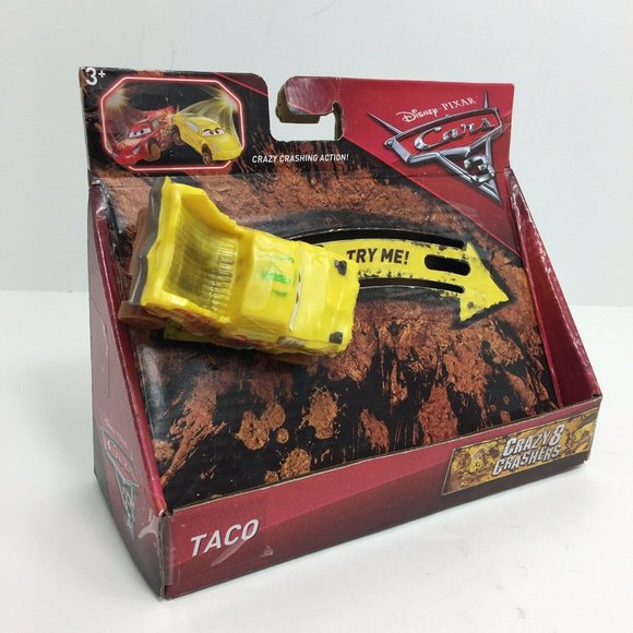 Disney Pixar Cars 3 Crazy 8 Crasher Taco 4 Vehicle Toy  Truck Car Yellow New - Picture 5 of 12